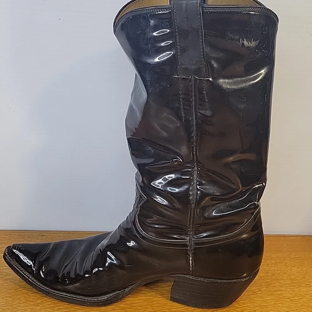Black Patent Leather Boots From Loretta Lynns Western Store Mens Size 8½D - Picture 8 of 16